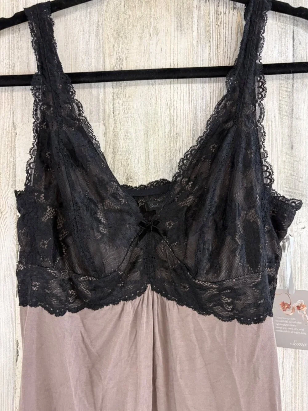 Soma Cool Nights Lace Bust Cami Pajama Top Sleepwear Mochaccino S NWT